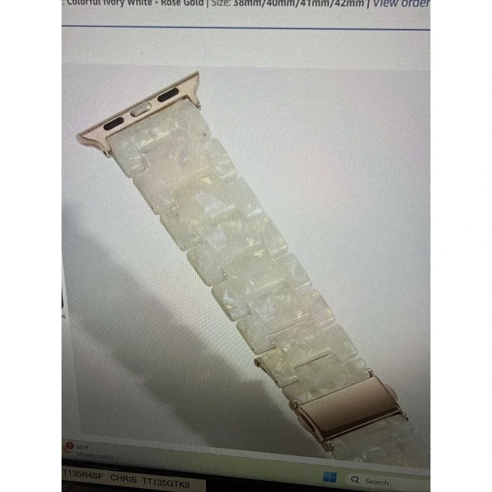 V-MORO Resin Band Compatible with Apple Watch Ivory White Rose Gold